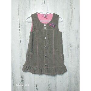 REI Toddler Brown Corduroy Dress Jumper Girls Size 2T Lined Flowers Warm
